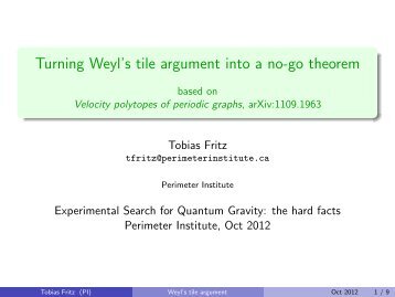 Turning Weyl's tile argument into a no-go theorem - Perimeter Institute