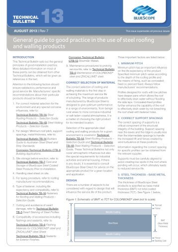 General guide to good practice in the use of steel roofing ... - Lysaght