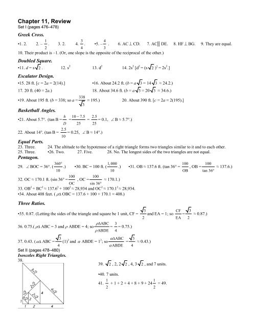 Chapter 11 Review ex. answers