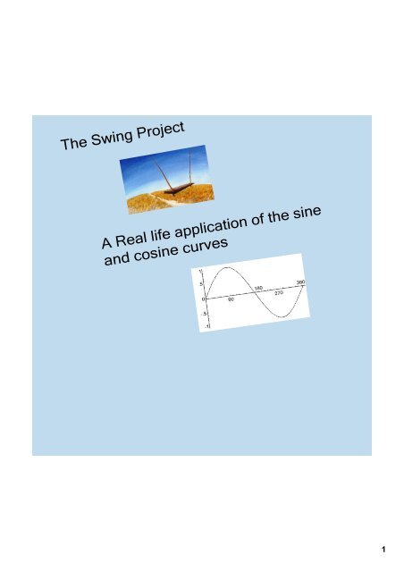 The Swing Project A Real life application of the sine and cosine curves