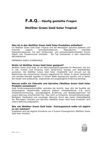 F.A.Q.- Häufig gestellte Fragen WellStar Green ... - Wellstar-vital.net