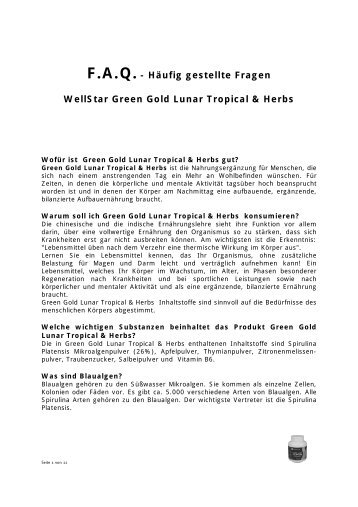 Häufig gestellte Fragen WellStar Green Gold ... - Wellstar-vital.net