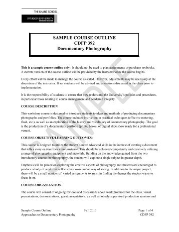 Sample Classroom Course Outline - The Chang School - Ryerson ...