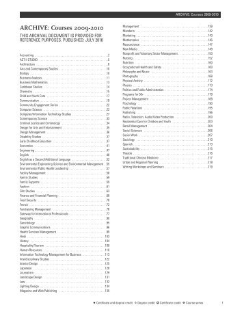 2009-2010 Courses (PDF) - The Chang School - Ryerson University