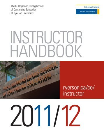 Instructor Handbook - The Chang School - Ryerson University