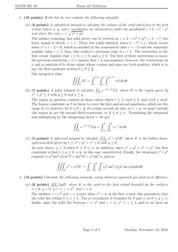 MATH 301â01 Exam #3 Solutions 1. (16 points) Write but do not ...