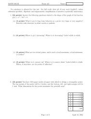 MATH 205-03 Exam #3 Name: No calculator is allowed for this test ...