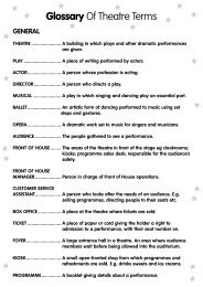 Glossary Of Theatre Terms - Birmingham Hippodrome