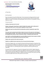 Ofsted 2013 letter - Wentworth High School