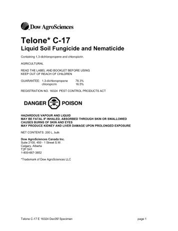 Telone* C-17 Liquid Soil Fungicide and Nematicide - Bartlett.ca