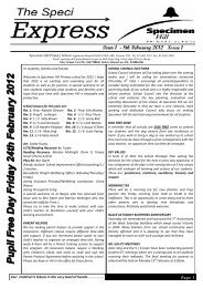 Newsletter 8th February 2012 - Specimen Hill Primary School