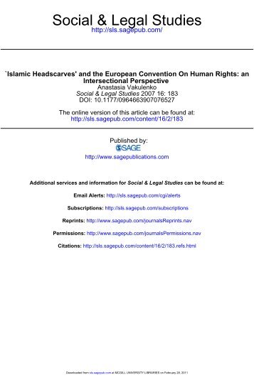 Islamic Headscarves and the European Convention on Human ...