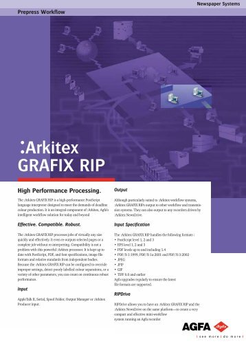 Arkitex Grafix Rip, prepress workflow, newspaper systems ... - GMDE