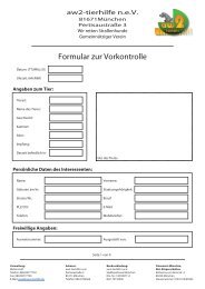 Formular zur Vorkontrolle -  aw2-Tierhilfe