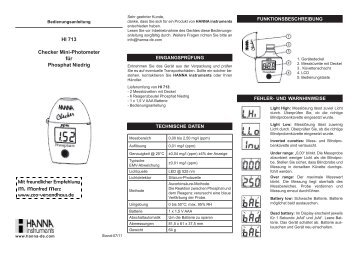 Bedienungsanleitung fÃ¼r Mini-Photometer CheckerÂ® HI 713 f ...