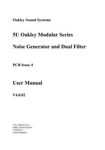 Noise/Filter User Manual - Oakley Sound Systems