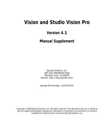 Vision and Studio Vision Pro Version 4.1 Manual ... - House of Synth