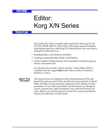 Editor: Korg X/N Series