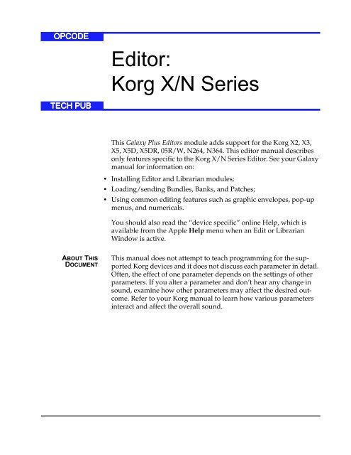Editor Korg X N Series
