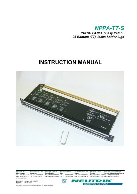 Neutrik NPPA-TT-S.pdf - Free Pro Audio Schematics