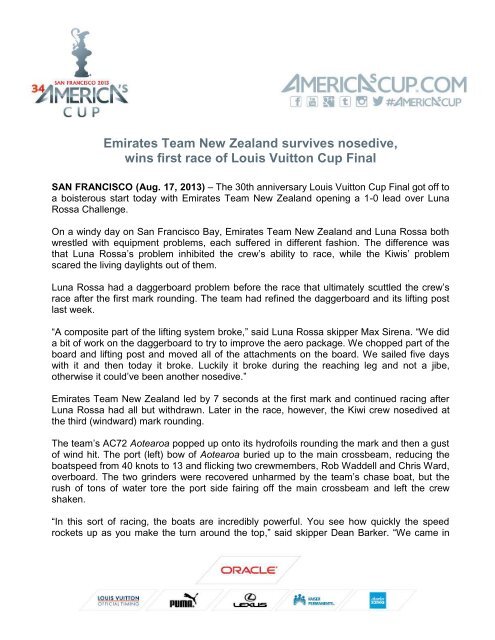 LVC final race one press release.pdf - Boat Design Net