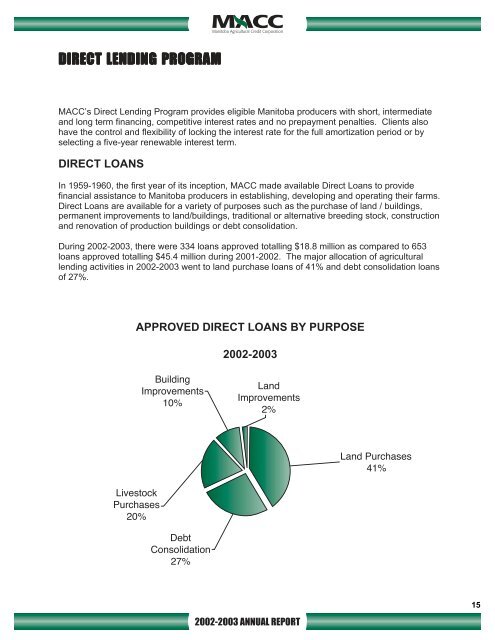 MACC Annual Report 2002/03 - Manitoba Agricultural Services ...