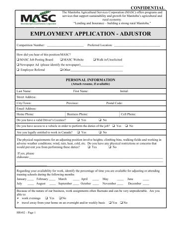 Adjustor Application Form - Manitoba Agricultural Services ...