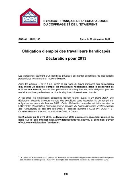 TÃ©lÃ©charger le fichier - Echafaudage - Syndicat FranÃ§ais de l ...