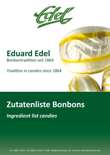 Zutatenliste Bonbons Ingredient list candies - Eduard Edel GmbH ...