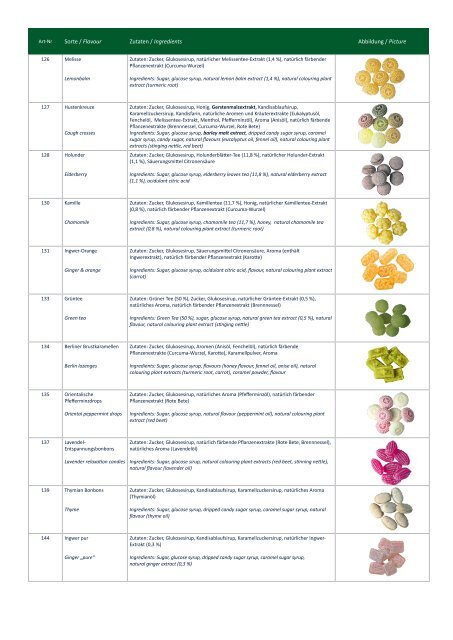 Zutatenliste Bonbons Ingredient list candies - Eduard Edel GmbH ...