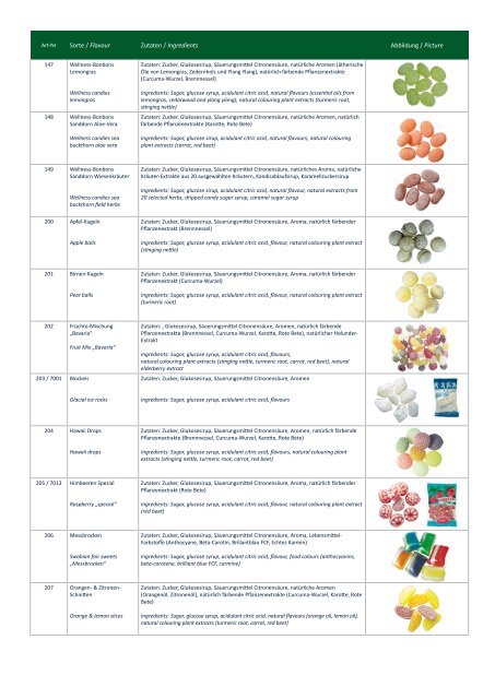 Zutatenliste Bonbons Ingredient list candies - Eduard Edel GmbH ...