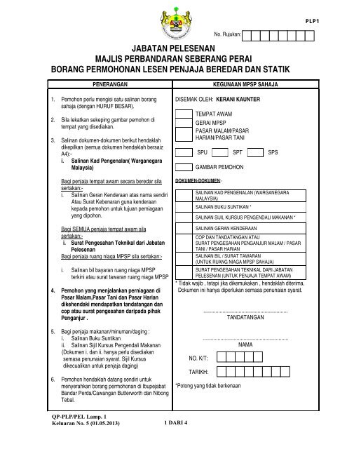 Borang Permohonan Lesen Penjaja Beredar Dan Statik - Majlis ...