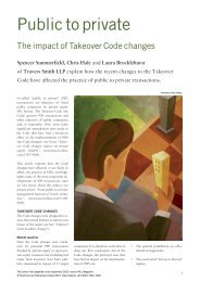 Public to private - The impact of Takeover Code ... - Travers Smith