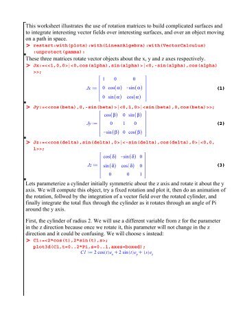 This worksheet illustrates the use of rotation matrices to build ...