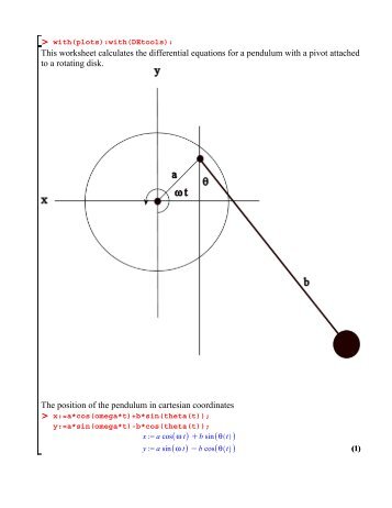 This worksheet calculates the differential equations for a pendulum ...