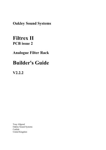 Filtrex II Builder's Guide - Oakley Sound Systems