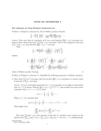 MATH 207, HOMEWORK 5 The solutions are from Reuben's ...