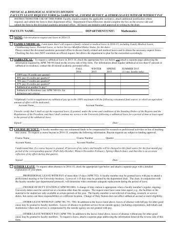 Faculty Leave Request Form - Mathematics Department