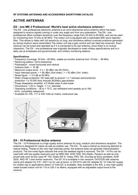 rf systems antennas and accessories shortform catalog