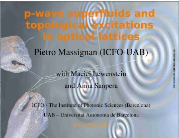 p-wave superfluids and topological excitations in optical lattices - ICFO