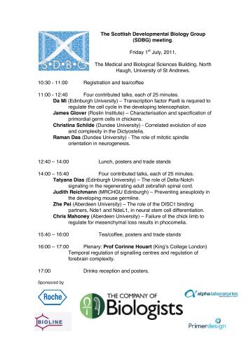 (SDBG) meeting. - School of Biology - University of St Andrews