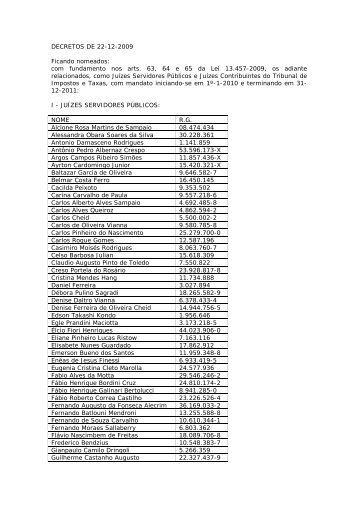 DECRETOS DE 22-12-2009 Ficando nomeados: com ... - APET