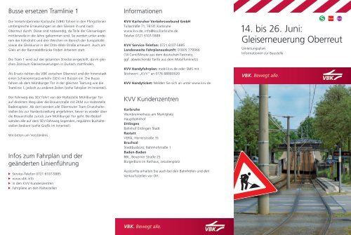 14. bis 26. Juni: Gleiserneuerung Oberreut - KVV - Karlsruher ...