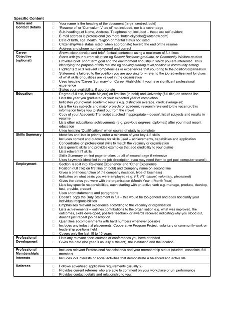 Resume Review Checklist for Students: