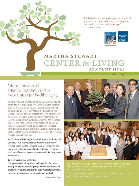 Martha Stewart Center for Living Newsletter - Mount Sinai Hospital