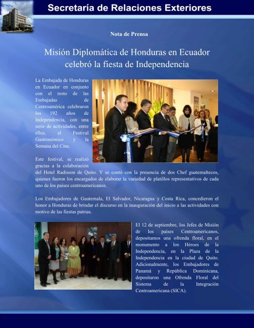 MisiÃ³n DiplomÃ¡tica de Honduras en Ecuador celebrÃ³ la fiesta de ...