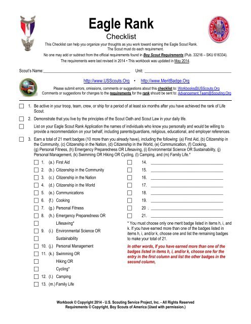 Overview of Merit Badges Required for Eagle Scouts