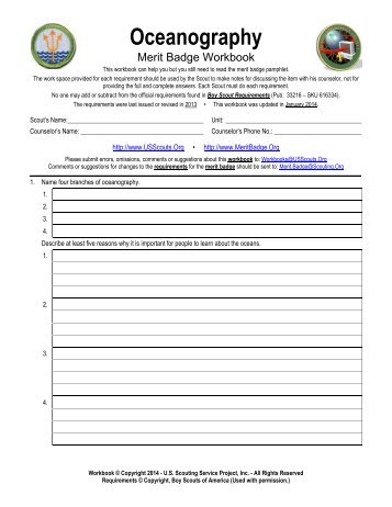 Oceanography - Merit Badge Workbook - US Scouting Service Project