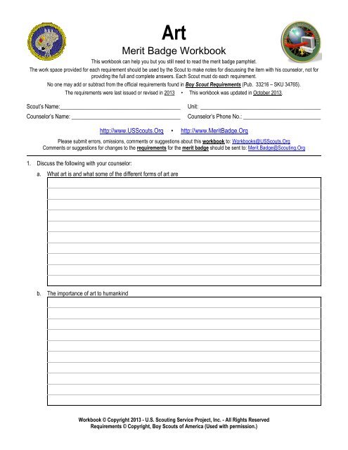 Art - Merit Badge - US Scouting Service Project
