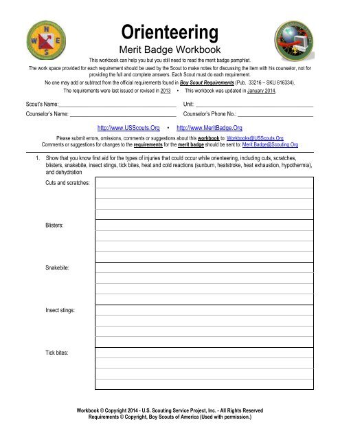 Orienteering - Merit Badge Workbook - US Scouting Service Project